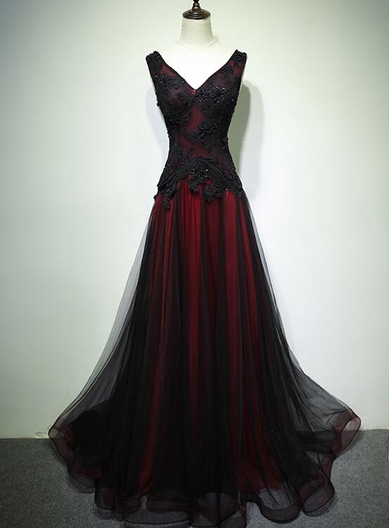 red and black prom dress